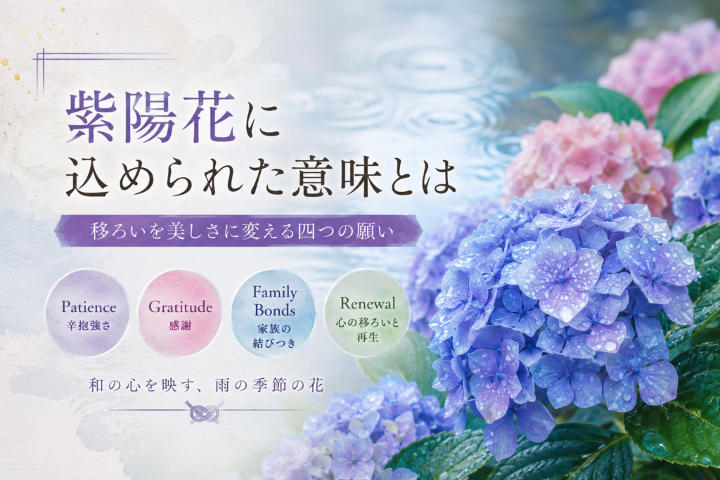 和のこころ、京都、日本の美、神社お守り　紫陽花